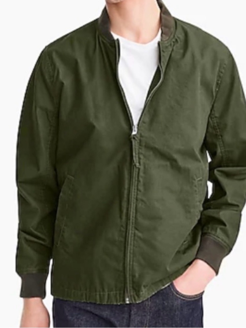 J. CREW Jacket GREEN Bomber Lightweight Everyday XL Casual Stylish Fall Cotton